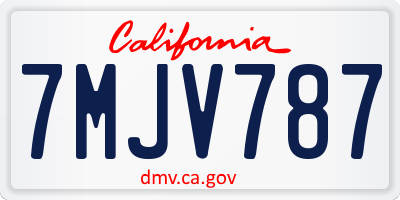 CA license plate 7MJV787