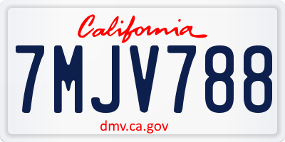 CA license plate 7MJV788