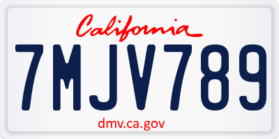 CA license plate 7MJV789