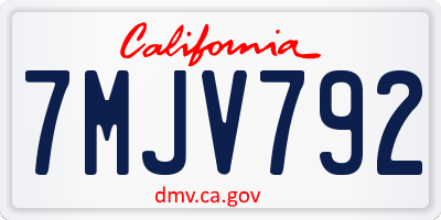 CA license plate 7MJV792