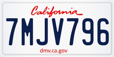 CA license plate 7MJV796