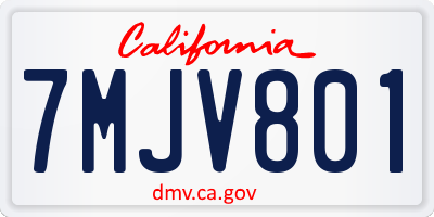 CA license plate 7MJV801