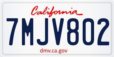 CA license plate 7MJV802