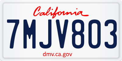 CA license plate 7MJV803