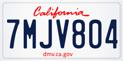CA license plate 7MJV804