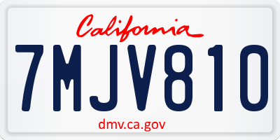 CA license plate 7MJV810