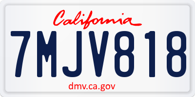 CA license plate 7MJV818