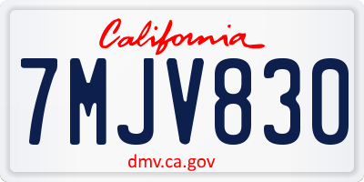 CA license plate 7MJV830