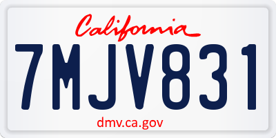 CA license plate 7MJV831