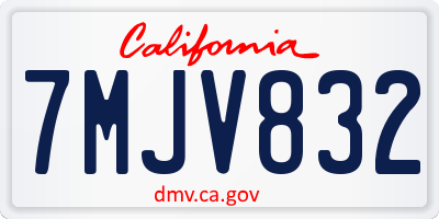 CA license plate 7MJV832