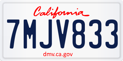 CA license plate 7MJV833