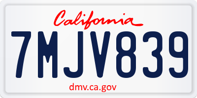 CA license plate 7MJV839