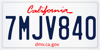 CA license plate 7MJV840