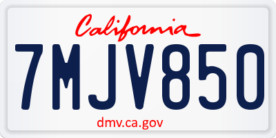 CA license plate 7MJV850