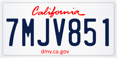 CA license plate 7MJV851
