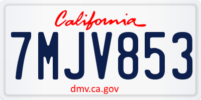 CA license plate 7MJV853