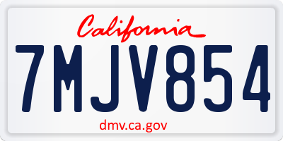 CA license plate 7MJV854