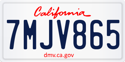 CA license plate 7MJV865