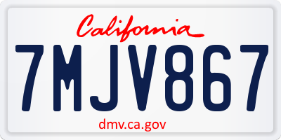 CA license plate 7MJV867