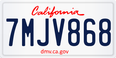 CA license plate 7MJV868