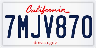 CA license plate 7MJV870