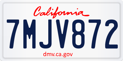 CA license plate 7MJV872