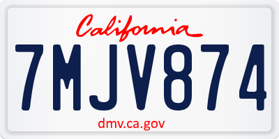 CA license plate 7MJV874