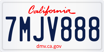 CA license plate 7MJV888