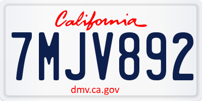 CA license plate 7MJV892