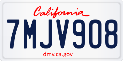 CA license plate 7MJV908