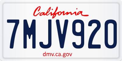 CA license plate 7MJV920