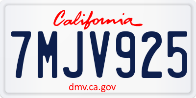 CA license plate 7MJV925