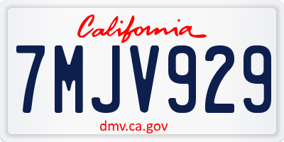 CA license plate 7MJV929