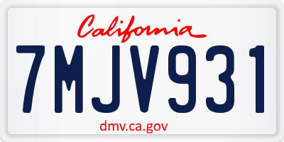 CA license plate 7MJV931