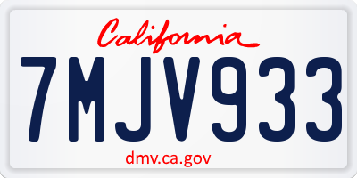 CA license plate 7MJV933