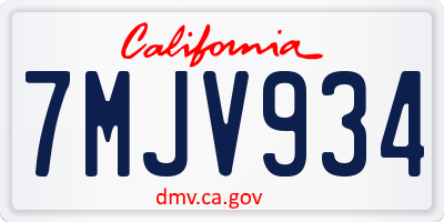 CA license plate 7MJV934