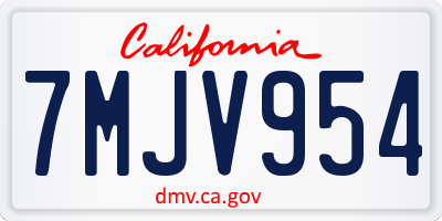 CA license plate 7MJV954