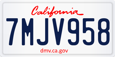 CA license plate 7MJV958