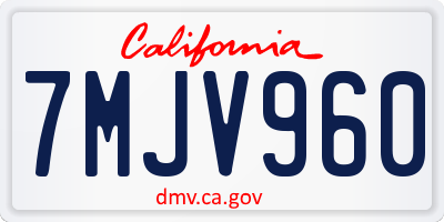 CA license plate 7MJV960