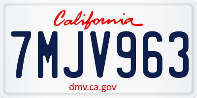 CA license plate 7MJV963