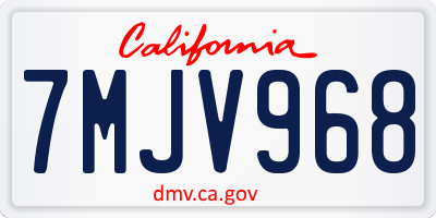 CA license plate 7MJV968