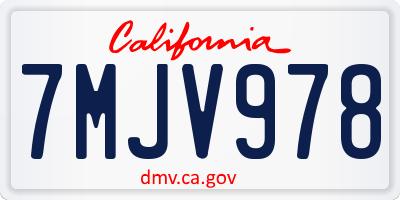 CA license plate 7MJV978