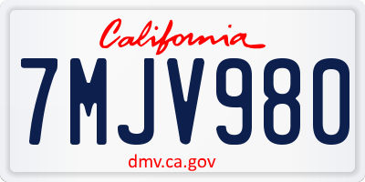 CA license plate 7MJV980