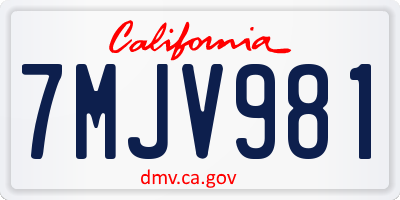 CA license plate 7MJV981