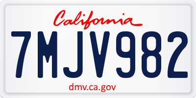 CA license plate 7MJV982