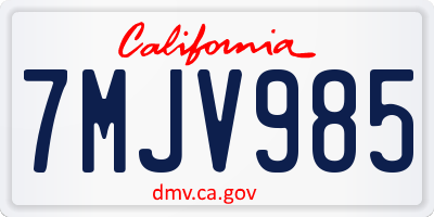 CA license plate 7MJV985