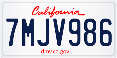 CA license plate 7MJV986