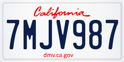 CA license plate 7MJV987