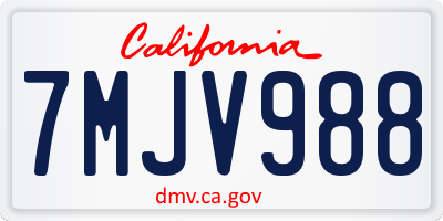 CA license plate 7MJV988