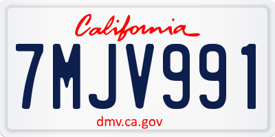 CA license plate 7MJV991